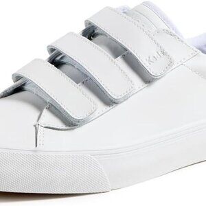 Women's Leather Sneakers Rubber Sole 3-strap Velcro Casual Soft Comfort